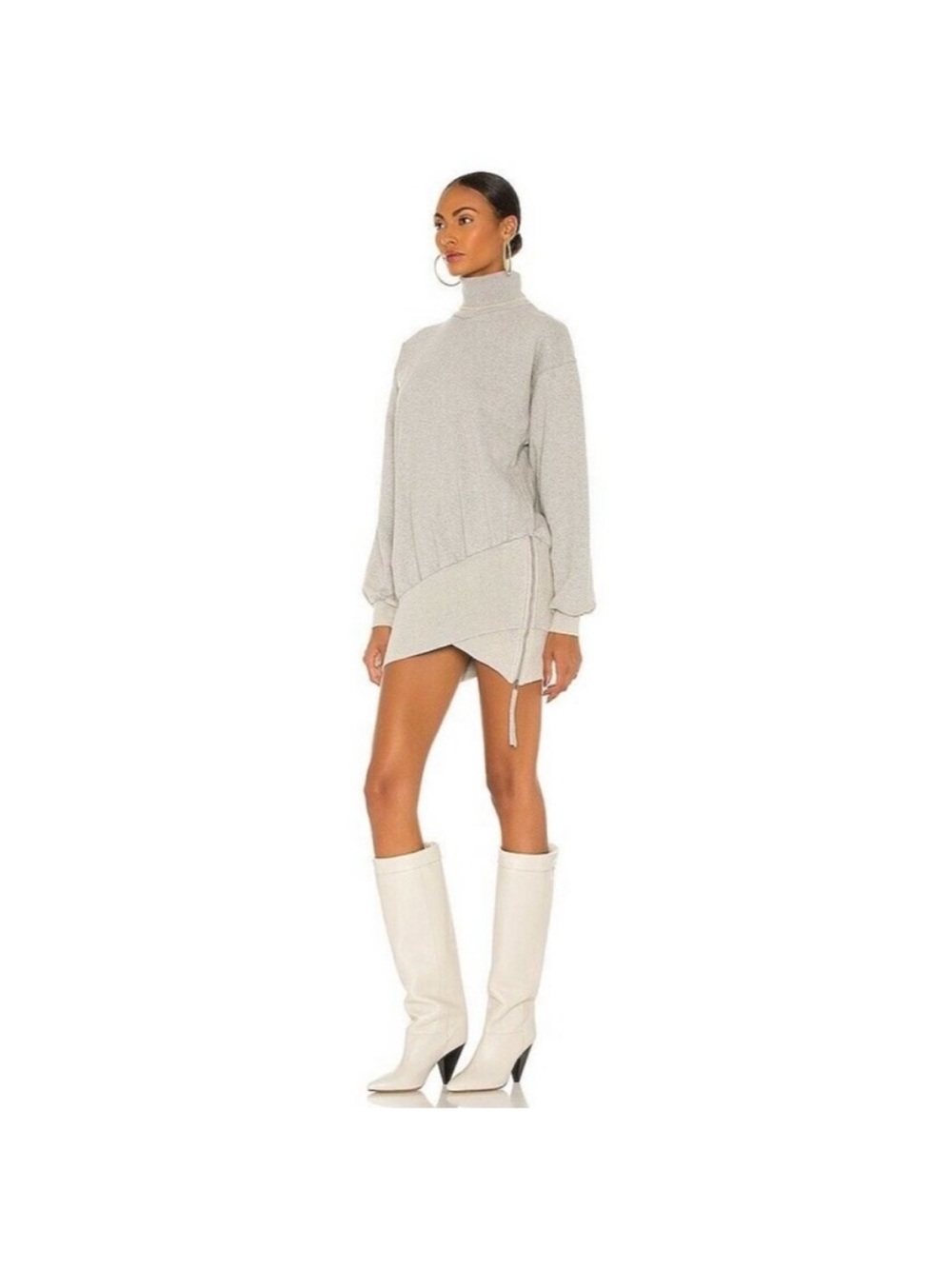 Retrofete Cozy Asymmetric Turtleneck Sweater Dress - Cream